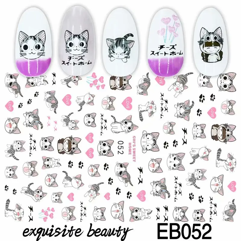 

37 Designs 3d Cartoon Sticker Nail Cute Cat Wraps Nail Art Decorations Decals Stickers & Decals