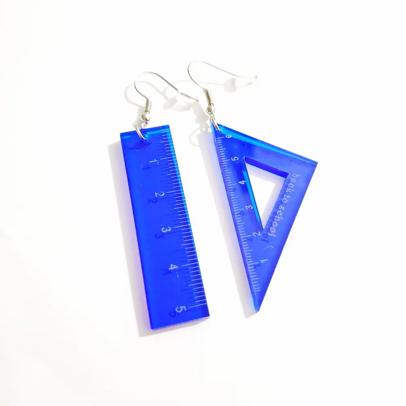 

Acrylic Scale Earrings Math Triangle Ruler Asymmetric Teach Ruler Earrings