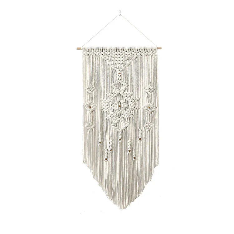 

Macrame Wall Hanging Boho Woven Tapestry Bohemian Wall Decoration for Bedroom Living Room Nursery, White