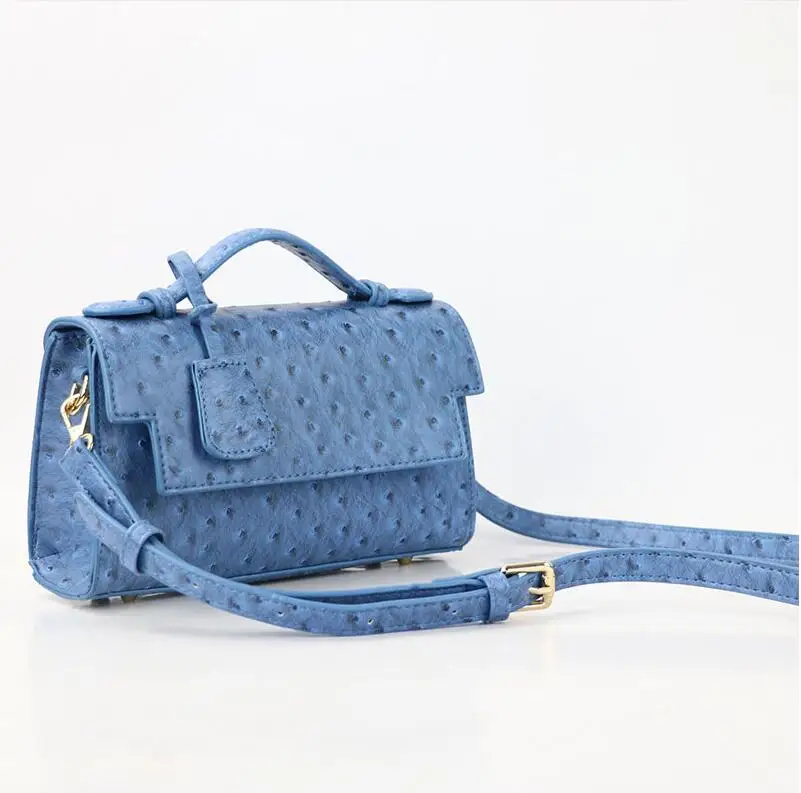 
High quality ostrich pu lady handbags wholesale shoulder handbags women bag with strap 