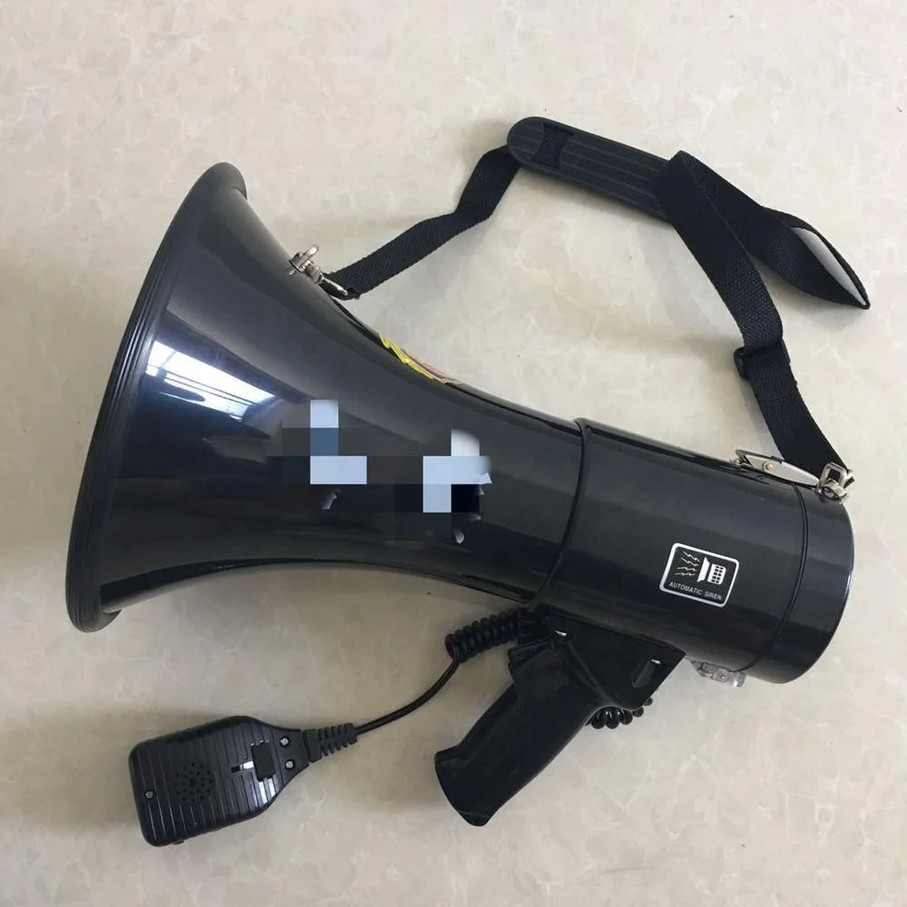 

HOT Selling Black Rechargeable Battery 50W siren megaphone With Talk/Siren/USB/SD/AUX Sockets Option for Records