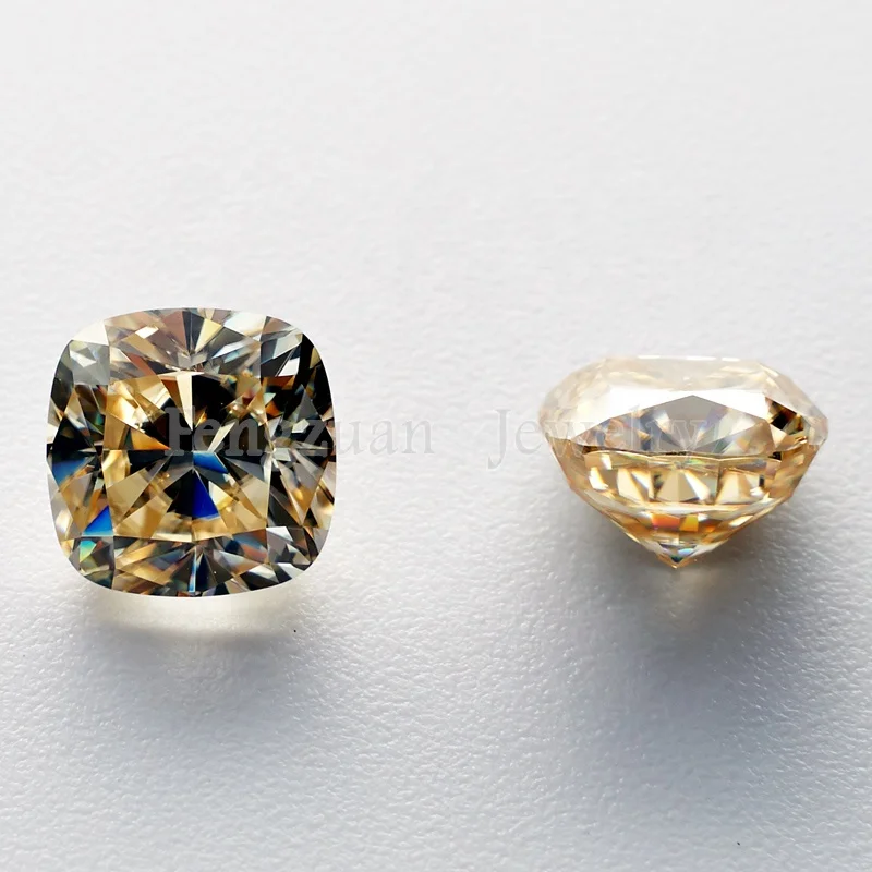 

Top quality loose moissanite gemstone D color VVS GRA cushion cut 1carat 6x6mm Champagne moissanite diamond price per carat