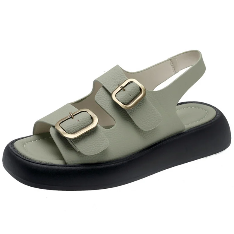 

Dropshipping Custom Logo Fashion Buckle Ladies Sports Sandals Outdoor Beach Platform Summer Flat Sandals for Women