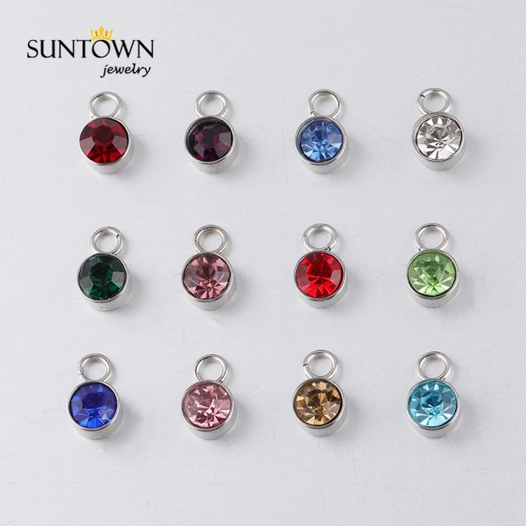 

stainless steel birthstones jewelry charms for bracelet DIY style handmade beads