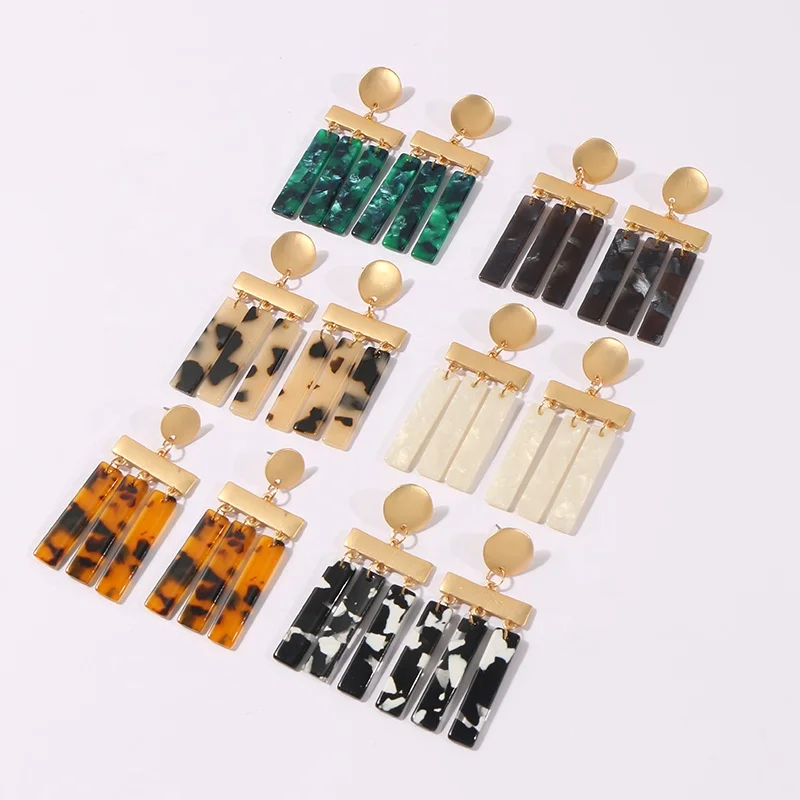 

KOMI New Resin Acrylic Tassel Pendant Statement Stud Earring Personality for women Girl Lifestyle Girl Love Gift