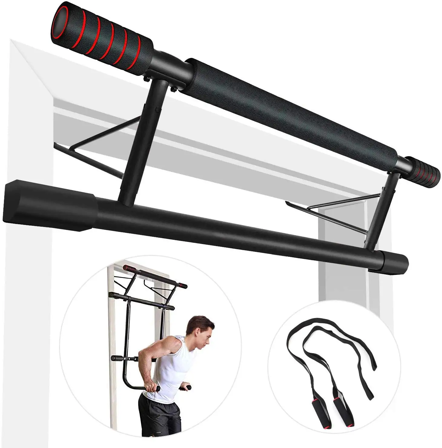 Estelys Foldable Pull-Up Bar Doorway Trainer Chin-Up Bars for Door Frames Without Screws/Drilling Workout for Home Gym Exercise 
