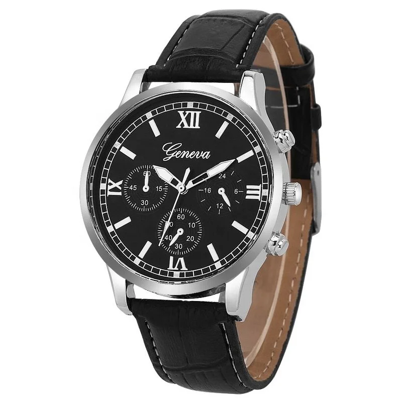 

5702 Customized Logo Leather Brands Geneva Wrist Watches For Leather Men Watch, 4 colors