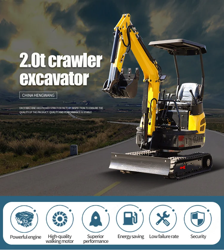 Household Excavator 2 Ton Mini Excavators With Rocket Bucket And Rubber ...