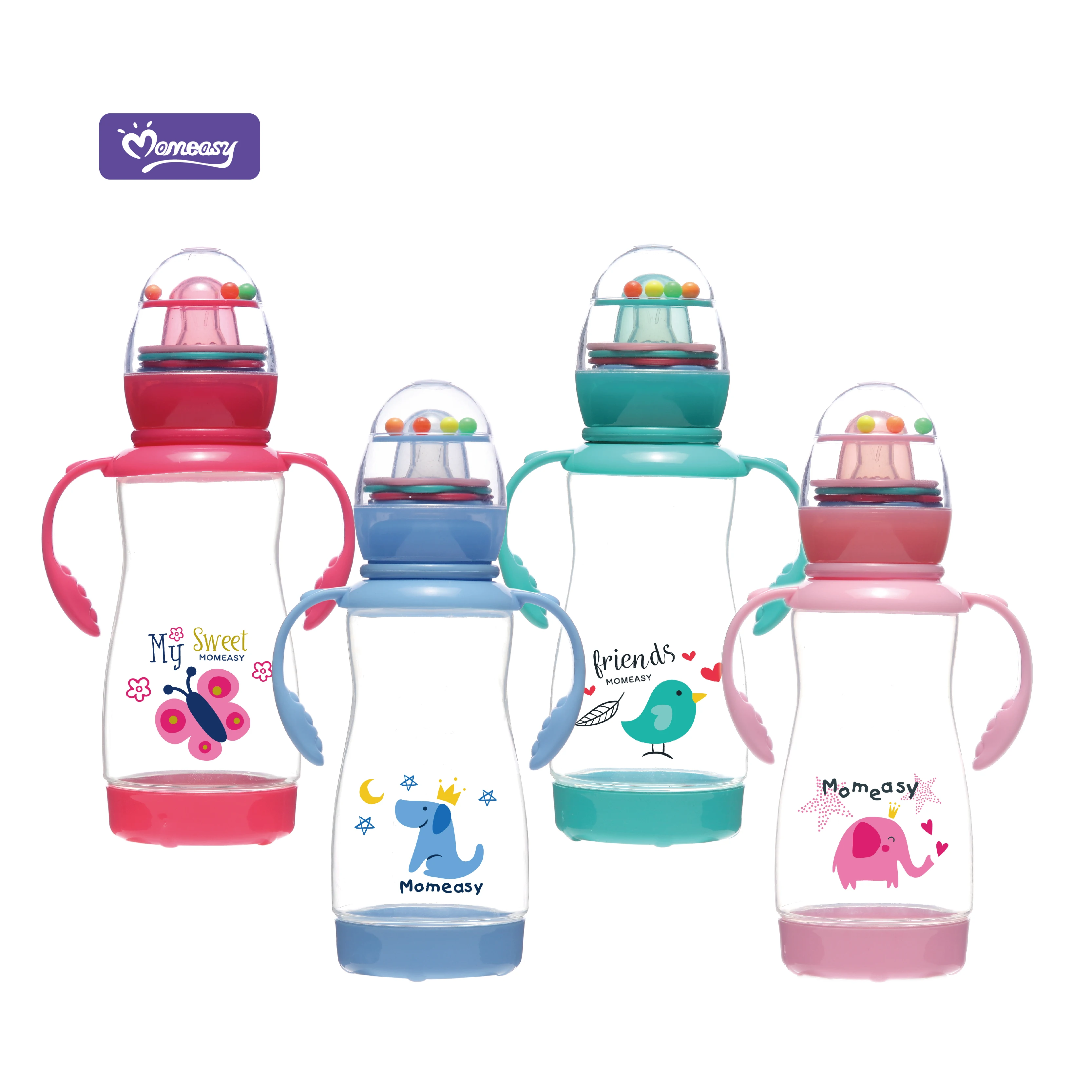 

Momeasy New Design Baby 270ml/9oz Standard PP Feeding Bottle Factory Directly Supply With MOQ One Carton, 4 colors