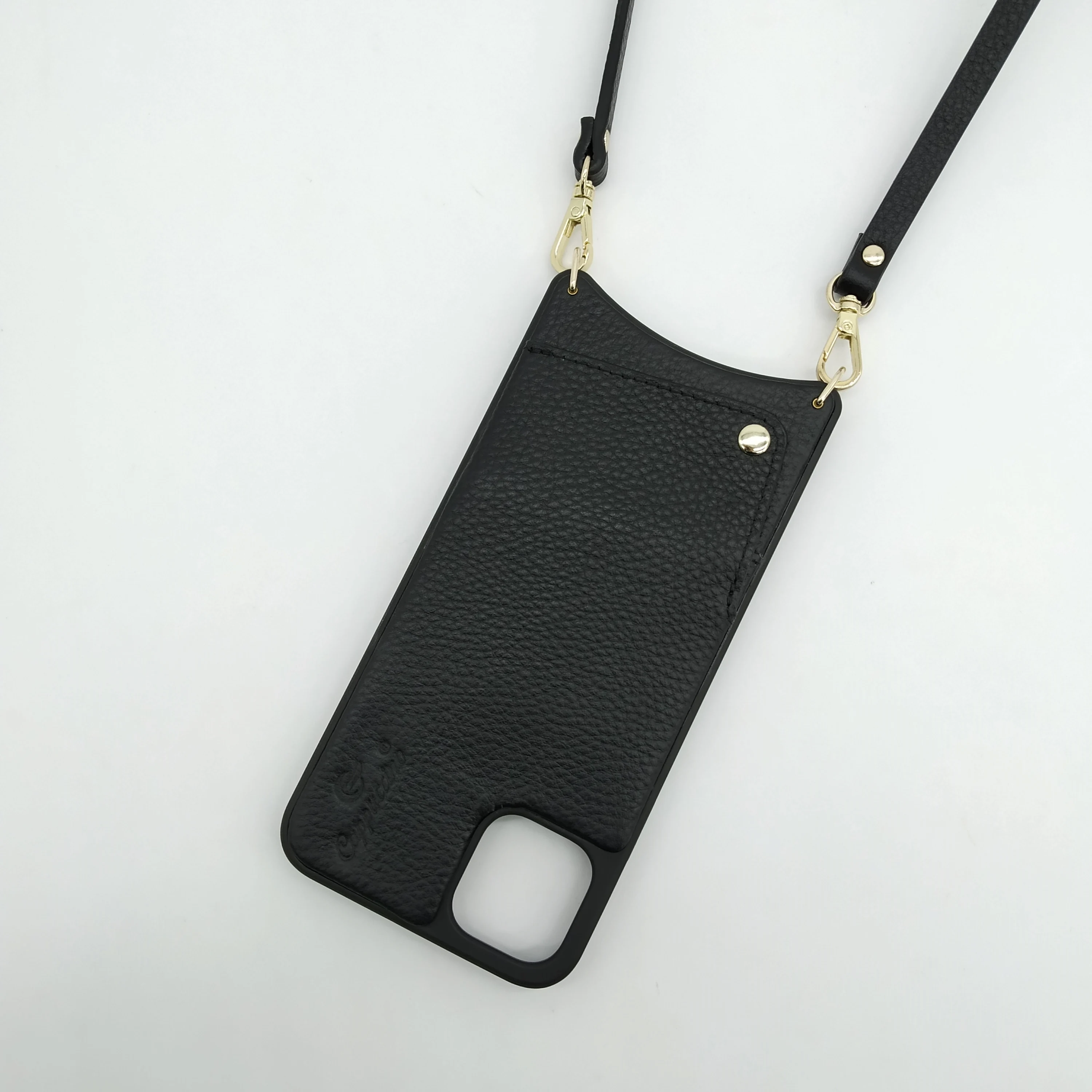 china wholesale Custom Logo Mobile Phone crossbody Cow Leather Phone bag Case with Card Holder