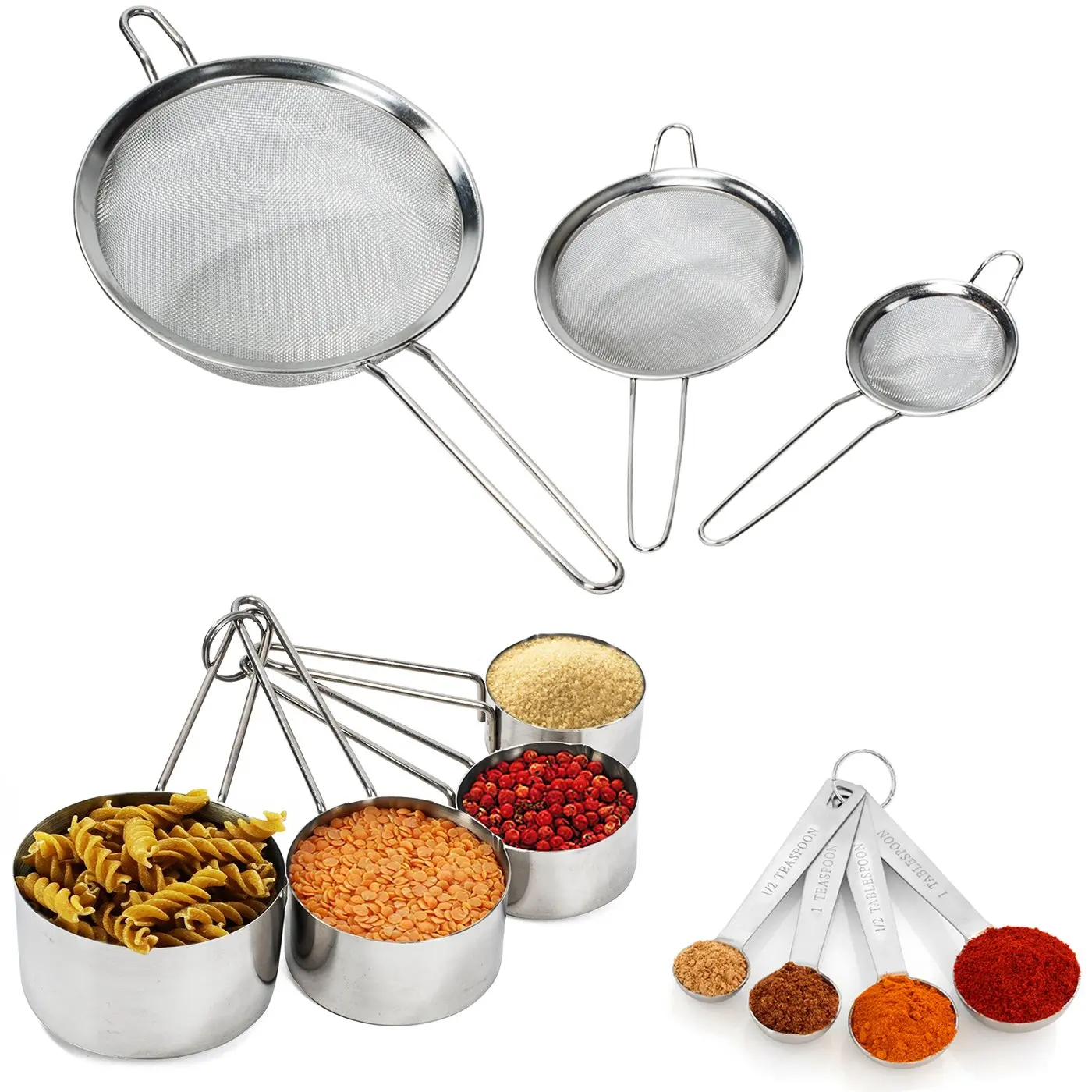 

Stainless Steel Kitchen Utensils Sets Kitchen Accessories Cooking Serving Set in Skimmer Strainer