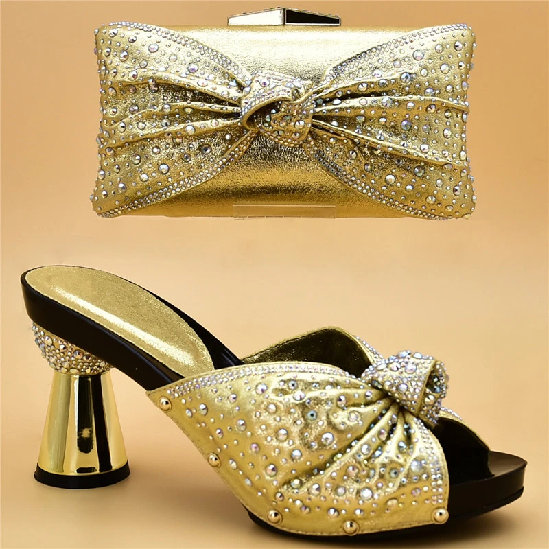 

Italian Shoe and Bag Set for Party In Women Matching Shoe and Bag Set Decorated with Rhinestone Designer Shoes Women Luxury 2021
