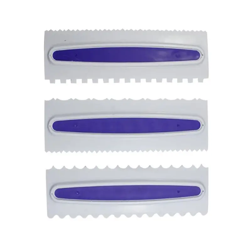 

Pastry Tools 3 PCS White Cake Edge Side Scraper Comb Plastic Cutter Buttercream Fondant Smoother Tools Set For Cake Decoration