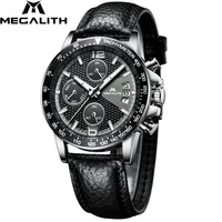 

MEGALITH hot sale date calendar male clock leather strap chronograph waterproof chronograph sport luminous casual watch men