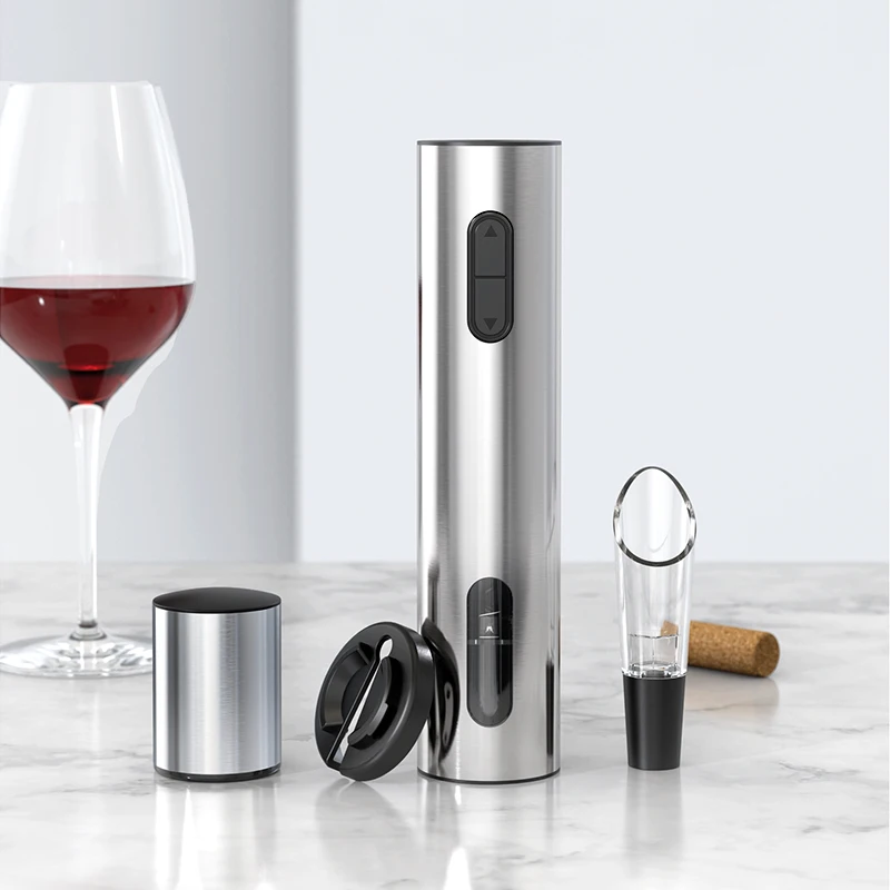 

Amazon Logo Custom 4pcs Foil Cutter Wine Stopper Preserver Rechargeable Electric Wine Bottle Aerator Opener Gift Set With Usb