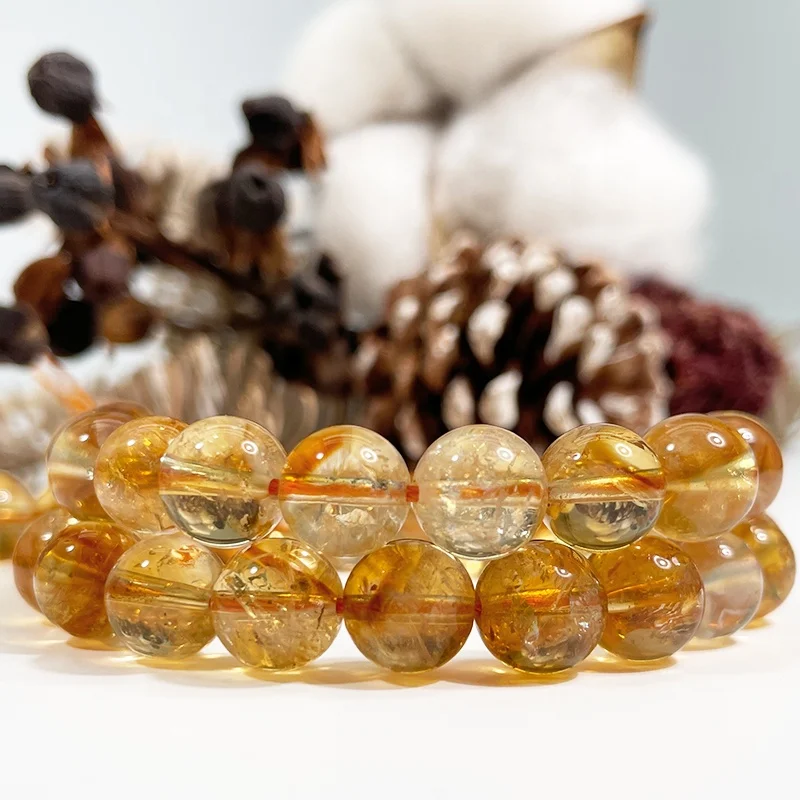

Natural Well Polished Round Loose Beads Citrine Loose Gemstone Stone Beads For Jewelry Making Bracelets Necklaces Earrings 15.5"