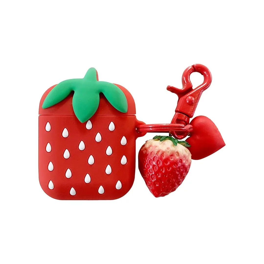 

Earphone case for AirPods Strawberry Shape 3D Cute Cartoon for AirPods Soft Silicone Rechargeable Headset Factory direct sales