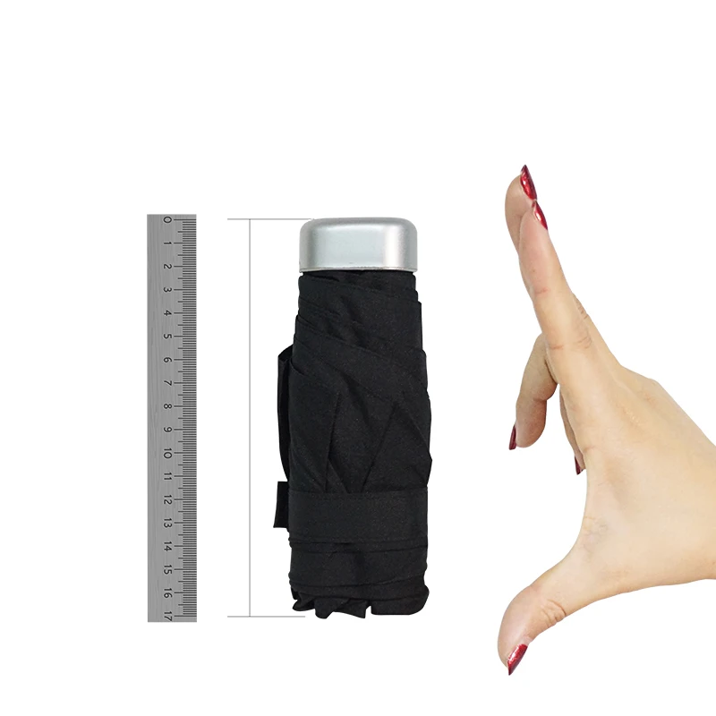

Black Wholesale Portable Travelling Gift Mini 17cm Umbrella with Pouch