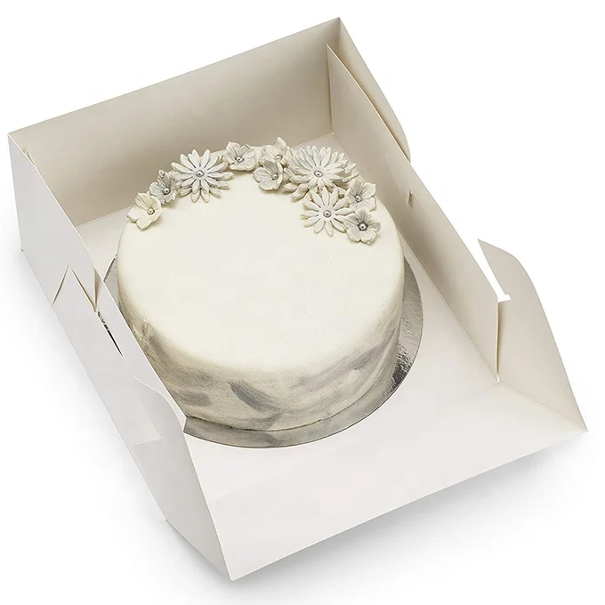 白色蛋糕盒 12x6 与窗口质量面包店蛋糕甜甜圈纸板包装盒与清晰的窗口