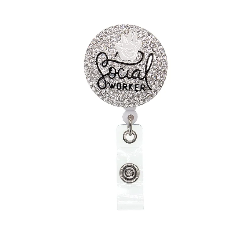 

Rhinestone Social Worker Retractable Badge Holder