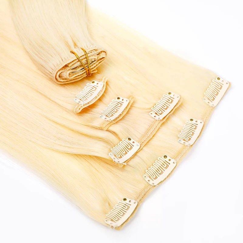 

50% OFF Hot Selling Direct Factory Wholesale Customized Double Drawn Thick Ends Remy Clip In Hair Extension, Colored as color ring or customiation