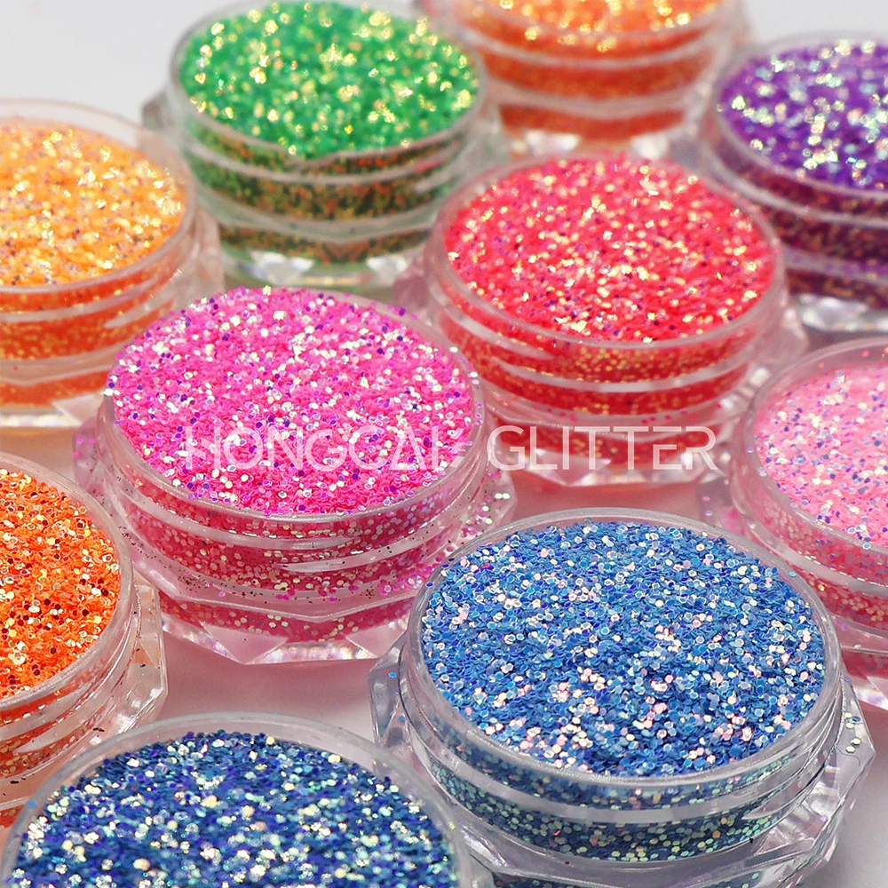 Bulk Neon Color Shift Polyester Fine Glitter Wholesale for Nail Arts and Christmas Decoration Crafts