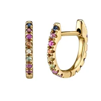 

LOZRUNVE Boho Jewelry Cubic Zirconia Rainbow Huggies Hoop Earring Silver 925