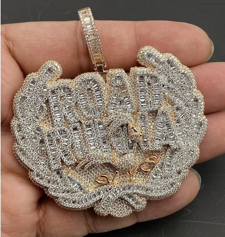 

high quality iced out bling hip hop jewelry micro pave cz letter road runna men boy pendant