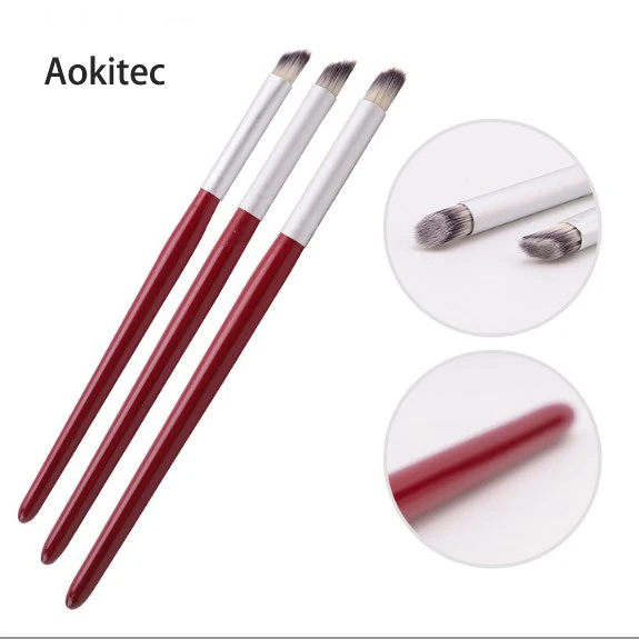 

Aokitec red wooden handle oblique mouth painting brush nail art smudge gradient pen, As picture