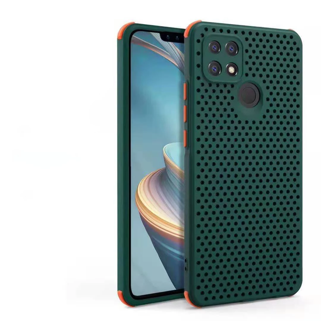 

Factory Price Breathable Hole cell Soft Slim TPU Bumper phone Case Cover For OPPO A15, 5 colors