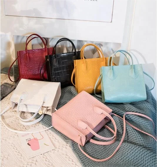 

hot sale super cute mini crossbody pu croc hand bag for girls