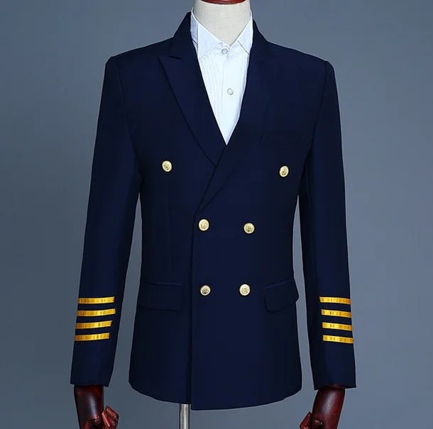 Custom Men's Captain's Suit Double-breasted With Epaulets Suit - Buy ...