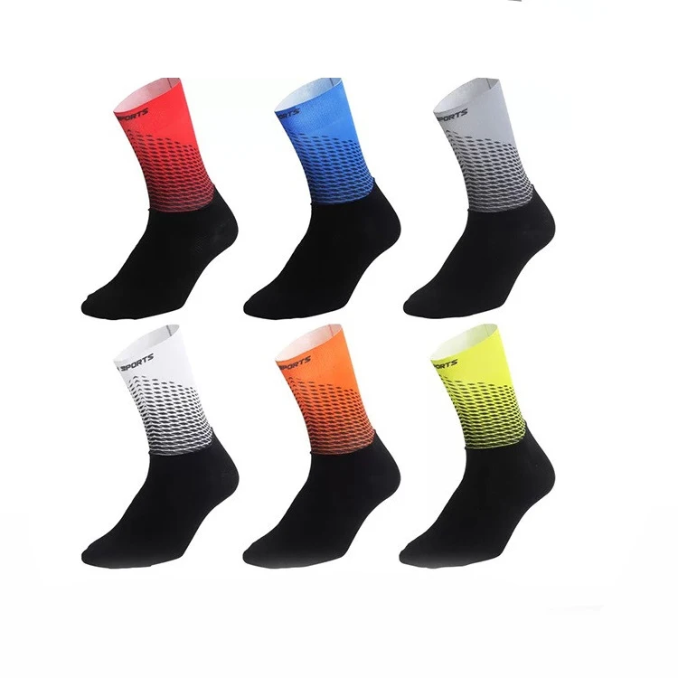 

Fast Delivery 2 Patterns 10 Colors Custom Logo Spandex Anti-slip Coolmax Bamboo Aero Mens Cycling Socks, Customized