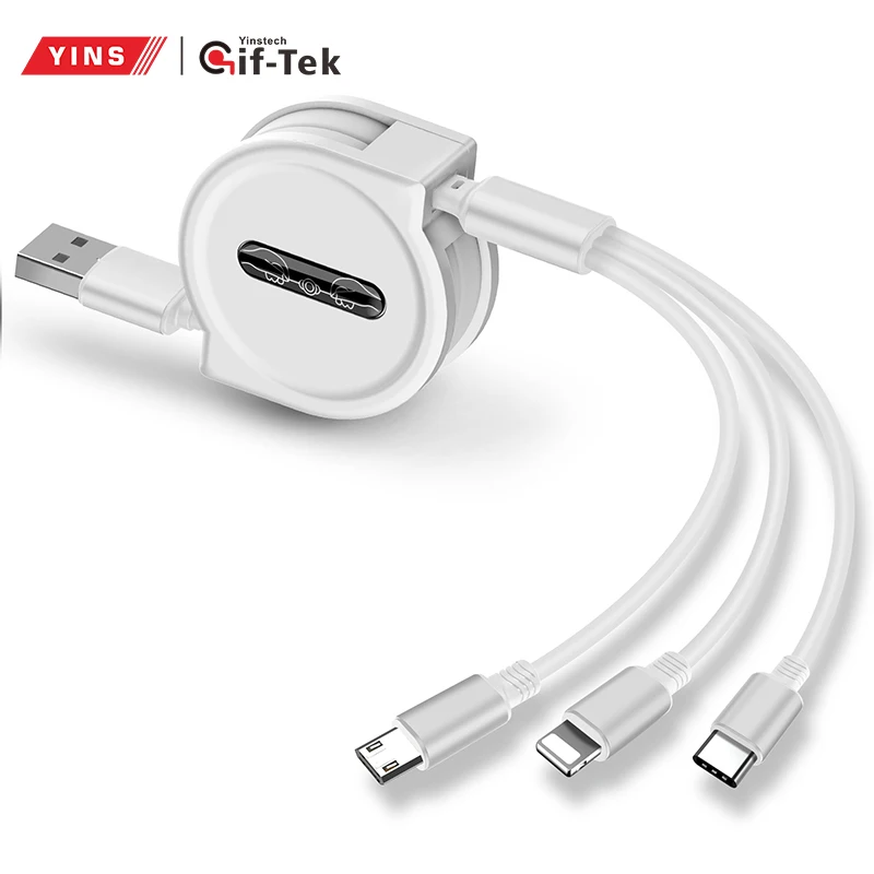 

Hot Selling 2.1a Retractable 3 In 1 Charger Micro Usb Cable Type C Mobile Phone Charging Cable