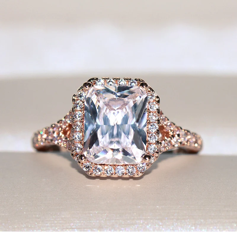 

Fashion Jewelry KYRA0656 High Quality Rose Gold Synthetic diamond Wedding rings for Women