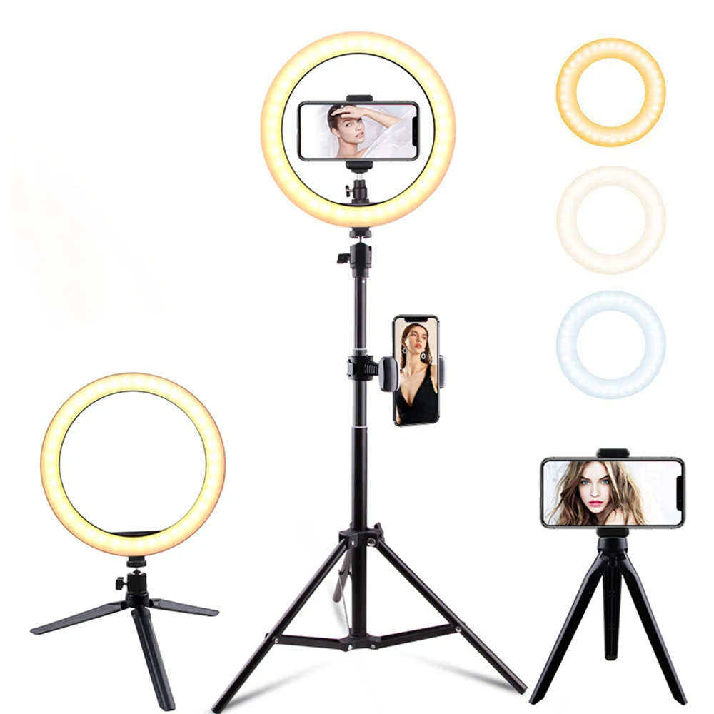 

Wholesale 10 inch LED Ring Lamp 2700K - 6500K Makeup Youtube Photographic Lighting With Tripod,Aro De Luz Led Ring Light