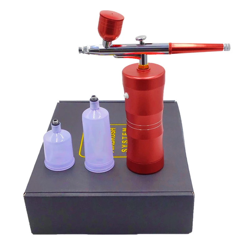 

Wholesale portable mini beauty airbrush gun compressor makeup machine system with battery foundation kit for nails for sale, Red, pink, can be customized