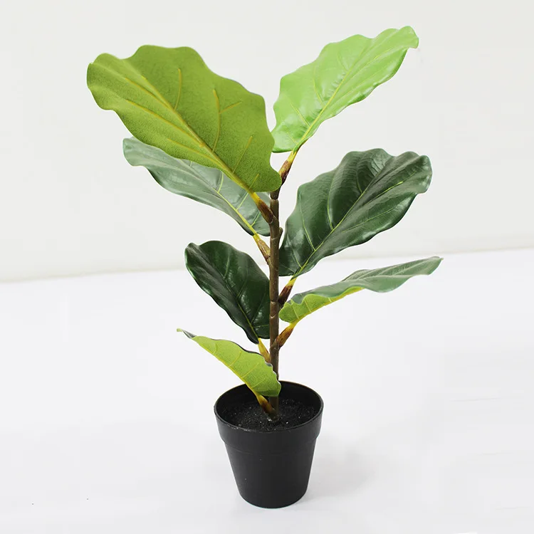 

Mini Artificial Fiddle Leaf Fig Tree Faux Ficus Lyrata for Home Office Decoration, Green