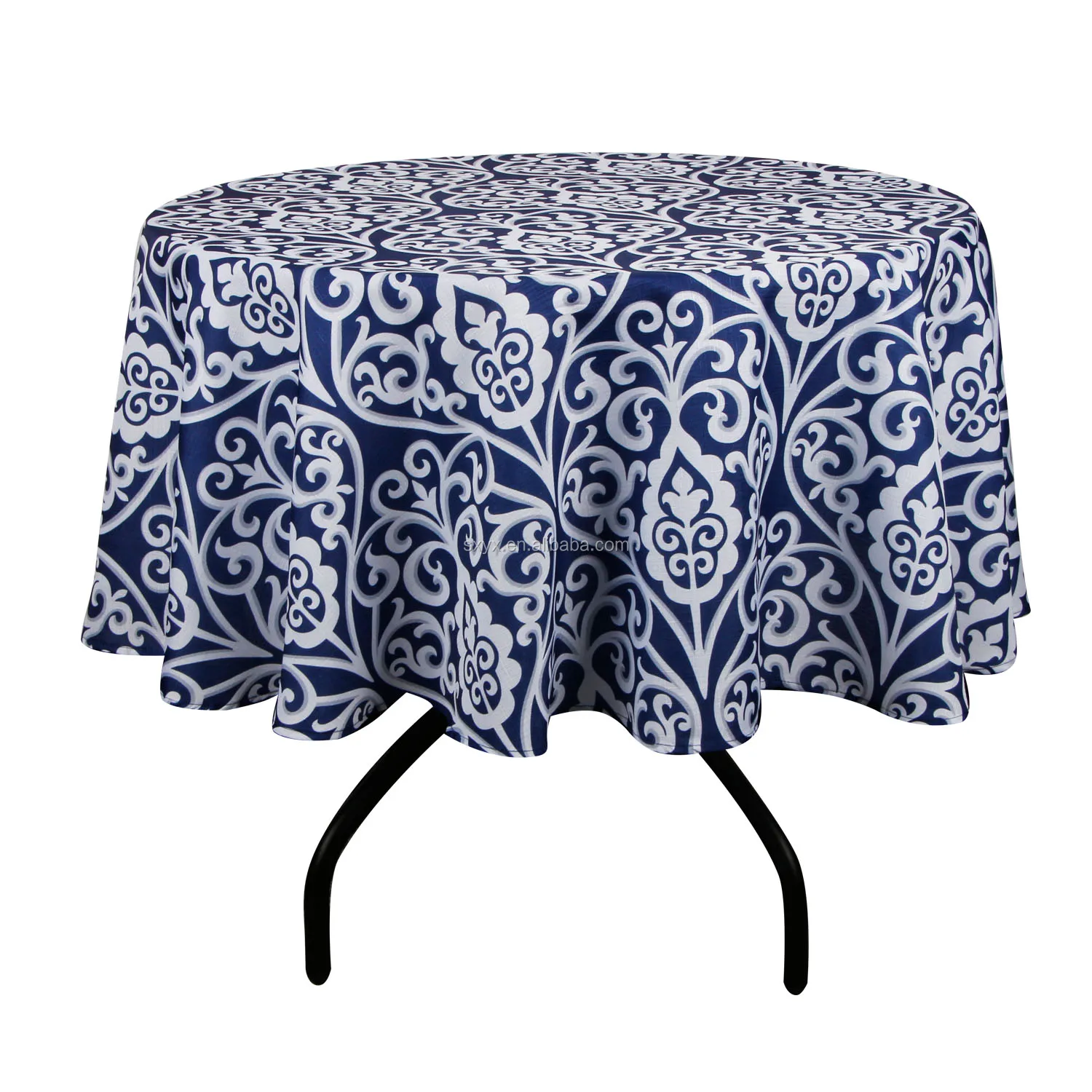 High Quality Damask Fancy Table Cover Polyester Slub Printed Table