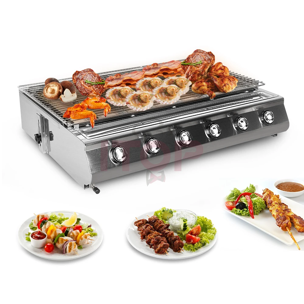 

Outdoor kitchen bbq grill garden party bbq grills Party Smokeless LPG Barbecue Machine Party BBQ Grill, Silver