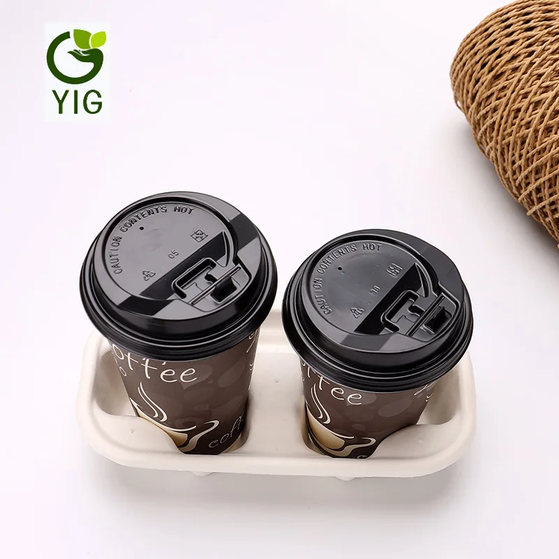 
Pulp paper biodegradable coffee cup holder tray 
