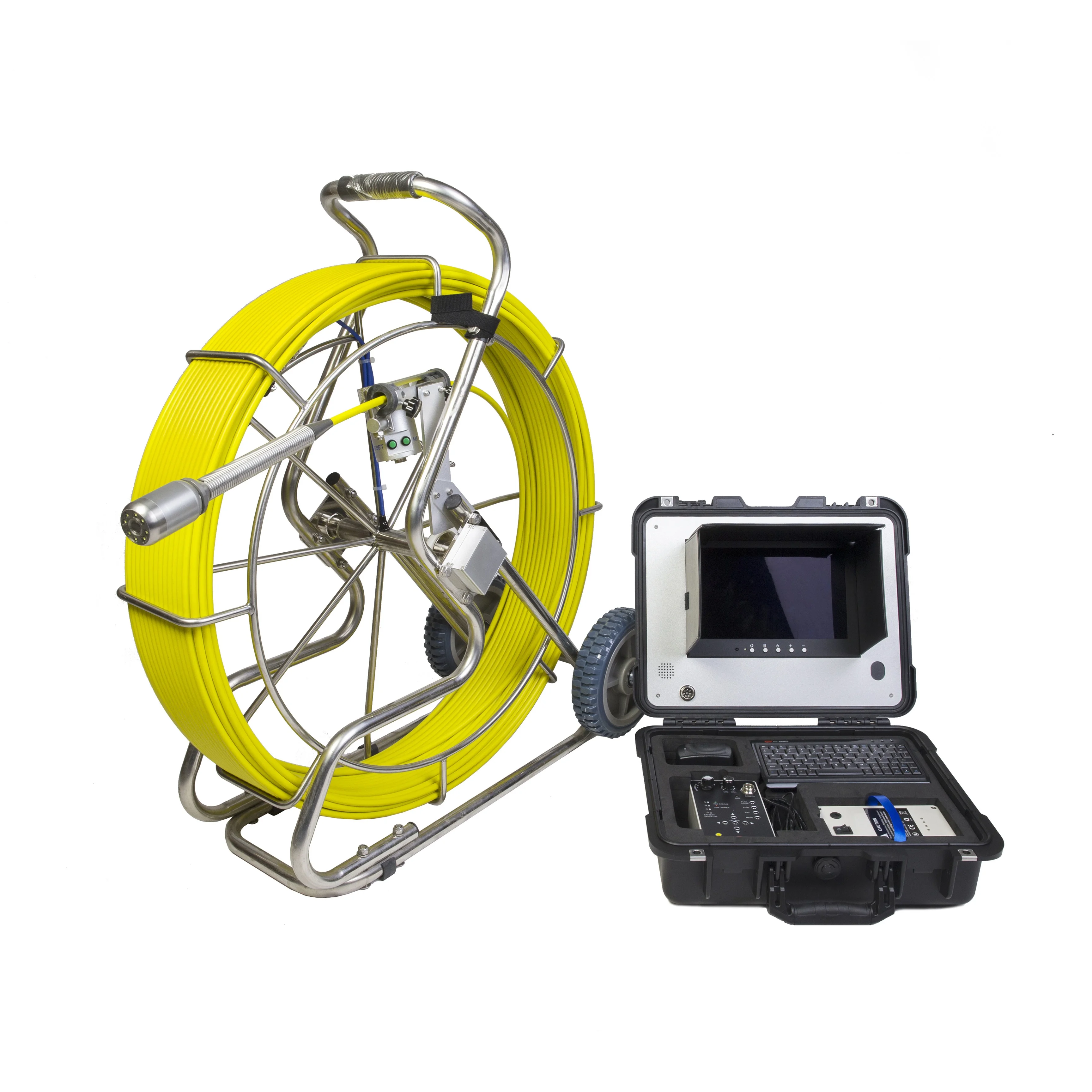 

Free shipping 10inch color display 40mm HD self leveling pipeline inspection camera with 120m cable length
