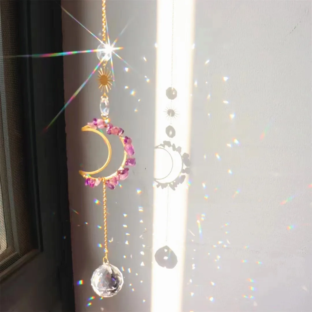 

Crystal Reflect Sunlight Cast Rainbow Prisms Ornament Pendants Natural Crystals Moon Catchers Decoration