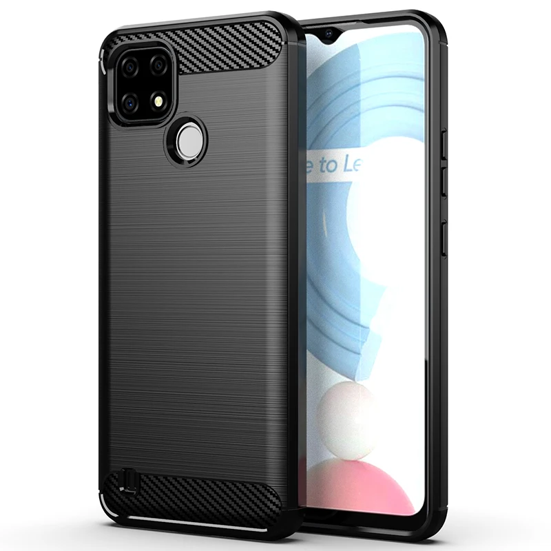 

Carbon Fiber Tpu Shockproof Soft Silicone Back Cover Accessories Cell Mobile Phone Case For Oppo Realme C21