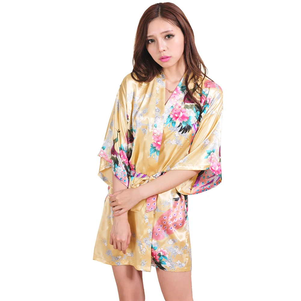 

Custom New Fashion Comfortable Pajamas Loose Cardigan Robe Printed Peacock Long Sleeve Women's Sleepwear, Customized color