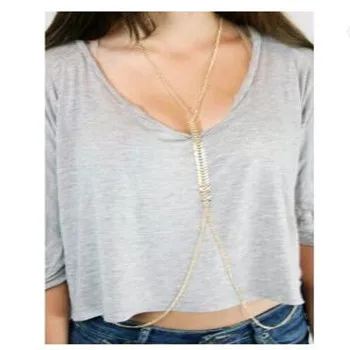 

Sexy Bralette Body Chain Bodychain Gold Bra Runway Designer Jewelry Necklace