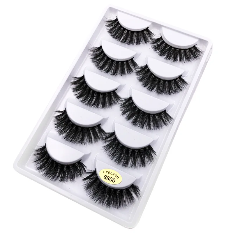 

5 Pairs Luxurious False Mink Hair Eyelashes Thick Curled Full Strip Lashes Eyelash Extension Fashion Women Eyes Natural Makeup