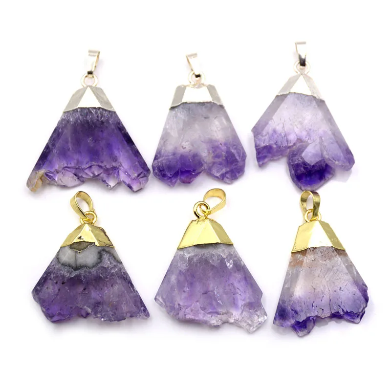 

Natural Raw Amethyst gemstone Druzy Geode Slice Cluster Pendant Crystals Healing Stones Necklace Wholesale Buyers, Purple natural pendant