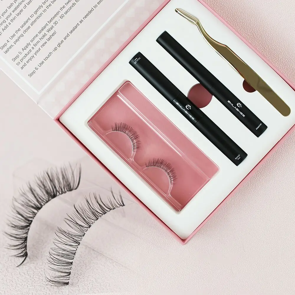 

New Patent Thin invisible band soft wispy eyelashes mink lashes 15-20mm Natural Looking Superfine Clear Band Strip Lashes