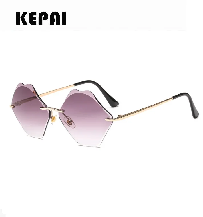 

Newest Design Sexy Lip Shape Sun glasses Women shades Fashion Metal Frame Ocean Lens sunglasses